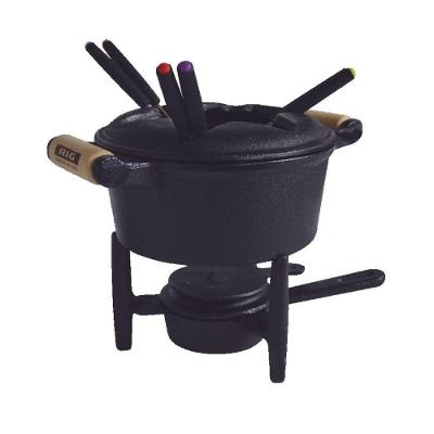 Panela De Fondue A Álcool Completo Em Ferro Fundido 18Cm.