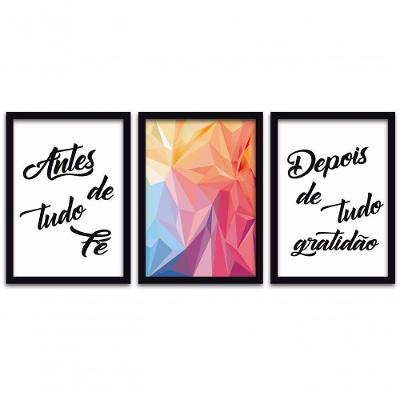 Conjunto Quadros Decorativos 3 peças MDF 20x30 Frases 3