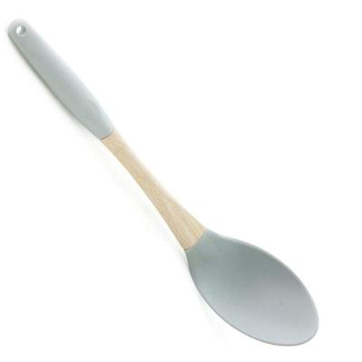 Colher P/Arroz Em Silicone E Madeira Com Cabo Madeira Mimo