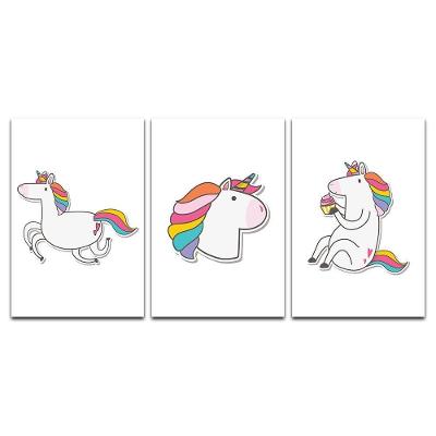 Kit Placas Quadros Decorativos 3 peças 20x30 Unicórnio