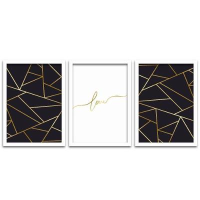 Kit 3 Quadros 20x30 Love Titulos Moldura Branca