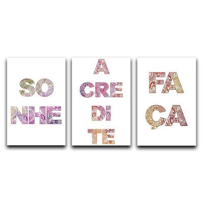Kit Placas Quadros Decorativos 3 pçs 20x30 sonhe acredite