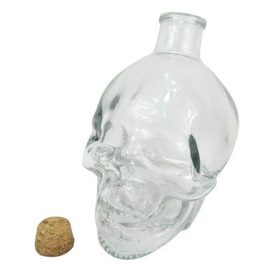 Frasco Garrafa Caveira De Vidro Com Rolha Para Decoração 450ml