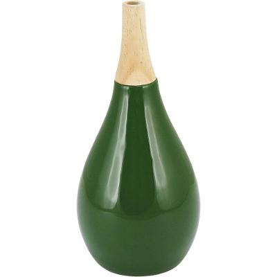 Foglio Garrafa Decorativa 28X13X13Cm Cerâmica Verde