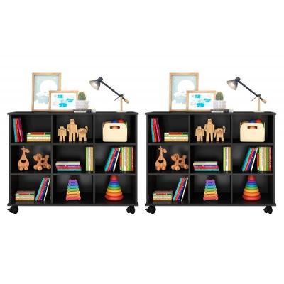 Kit 2 Nichos Organizadores com Rodízios Preto Mpozenato