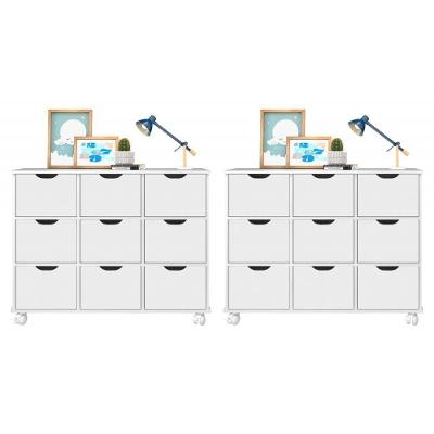 Kit 2 Nichos Organizadores com Rodízios Toys Q01 Branco