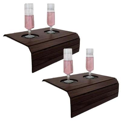 Kit 02 Esteiras Bandeja Com Porta Copos Para Sofá Tabaco