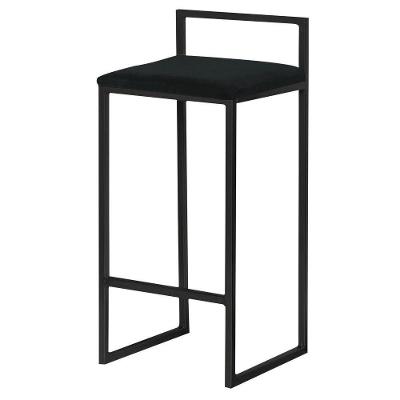 Banqueta Decorativa Jasmine Base Preto Veludo Preto
