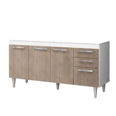 Balcão Gabinete De Pia Sem Tampo 150Cm 2 Gavetas 4 Portas L03 Lis - Mpozenato Branco/Castanho