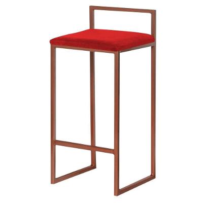 Banqueta Selena Base Bronze Veludo Vermelho Gran Belo