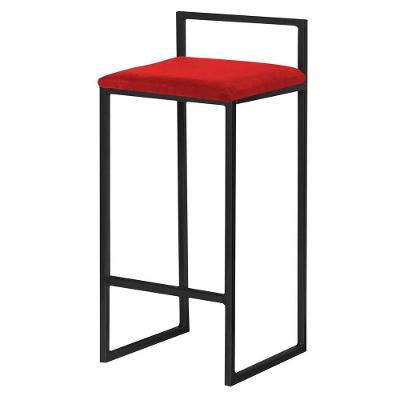 Banqueta Selena Base Preta Veludo Vermelho Gran Belo