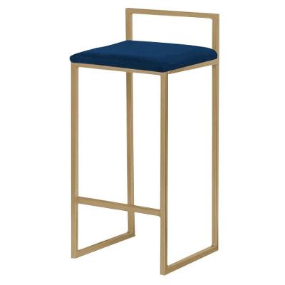 Banqueta Decorativa Selena Base Gold Veludo Azul Gran Belo