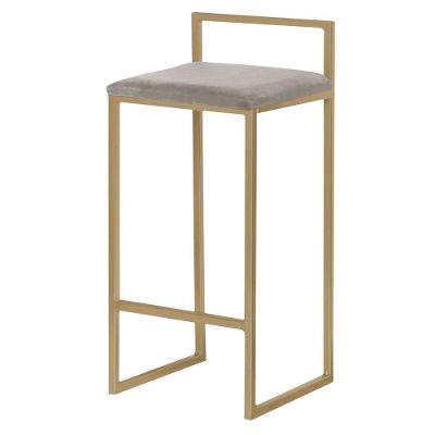 Banqueta Decorativa Selena Base Gold Veludo Cinza Gran Belo
