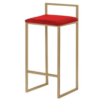Banqueta Decorativa Selena Base Gold Veludo Vermelho - Gran Belo