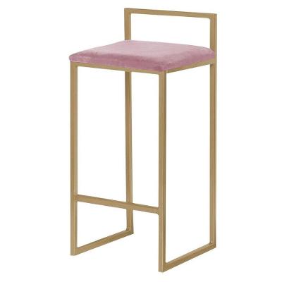 Banqueta Decorativa Selena Base Gold Veludo Rosê - Gran Belo