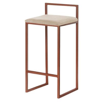 Banqueta Decorativa Selena Base Bronze Veludo Bege Gran Belo