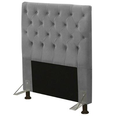 Cabeceira Cama Box Solteiro 90cm Cristal Suede Cinza