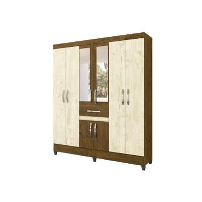 Guarda Roupa Casal 08 Portas e Espelho Avelã e Castanho