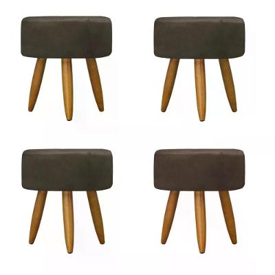 Kit 04 Puff Decorativo Redondo - Marrom Marrom