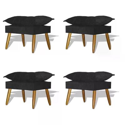 Kit 04 Puff Decorativo Opala - Preto Preto