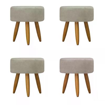Kit 04 Puff Decorativo Redondo - Bege Bege