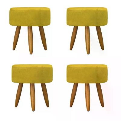 Kit 04 Puff Decorativo Redondo - Amarelo Amarelo