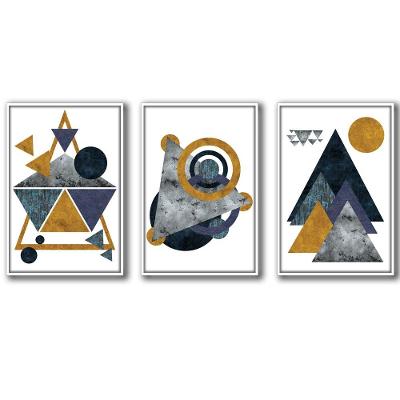 3 Quadros Decorativos Geométricos Titulo Moldura Branca
