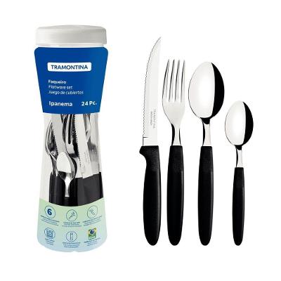 Conjunto Faqueiro 24 Peças Ipanema Lâmina Inox Cabo Preto - Tramontina 23399091