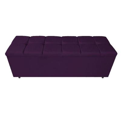 Calçadeira Estofada Manchester 140cm Casal Suede Roxo