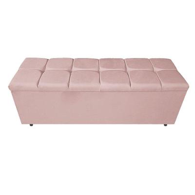 Calçadeira Estofada Manchester 140cm Casal Suede Rosê
