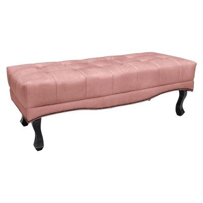 Calçadeira Recamier Casal 1,40M Vicenza Veludo Cor Rosa