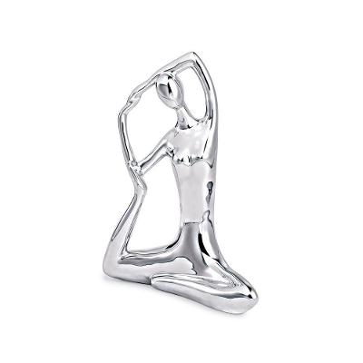 Escultura de Yoga em Porcelana 19,5x16x6 Prata Gran Belo