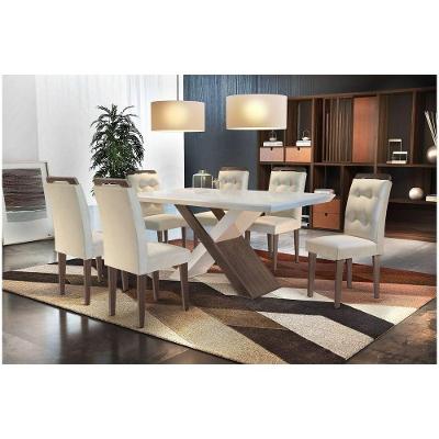 Conjunto Sala De Jantar Com 6 Cadeiras Imperatriz Rufato Off White / Cafe