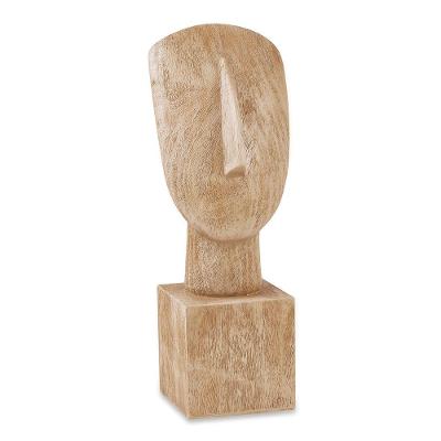 Escultura Decorativa Face em Poliresina Madeira 32x11,5cm
