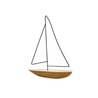 Escultura Barco Poliresina Madeira 32x24x5cm
