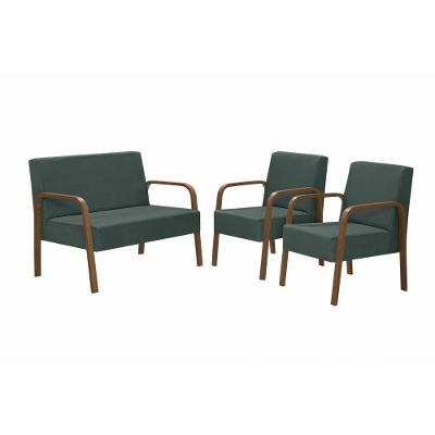 Conjunto Luna Braço Madeira D Salla Suede Verde
