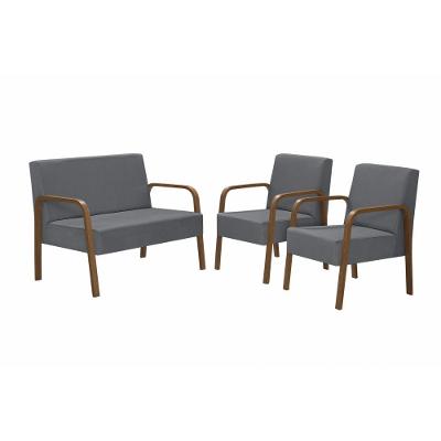 Conjunto Luna Braço Madeira D Salla Suede Grafite