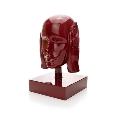 Escultura Decorativa Máscara Surdo Em Cerâmica Vermelho Ocre 25x15 Cm - D'rossi