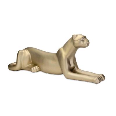 Escultura Decorativa Onça Deitada Ouro Velho Fosco 17,5x52x13 Cm - D'rossi