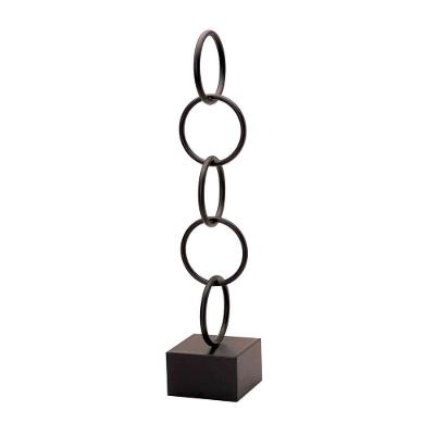 Escultura Em Metal Círculos Preto 61x13cm