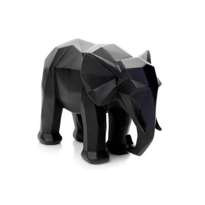 Escultura Elefante Em Poliresina Preto 20x25x13cm