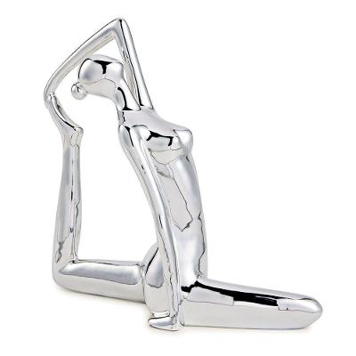 Escultura de Yoga em Porcelana 18,5x19,5x6,5 Prata Gran Belo