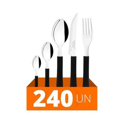 Faqueiro Leme 240 Peças Lâminas Em Aço Inox Cabo Preto Pbag - Tramontina