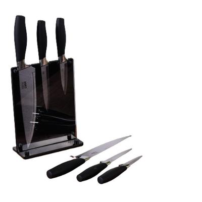Jogo De Facas 3Pçs C/ Suporte Cabo Em Silicone Gourmet Bene Casa
