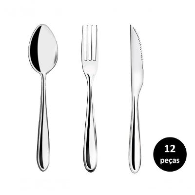 Jogo Talhares De Mesa Inox Prime Lagoa 12 Pç Garfo