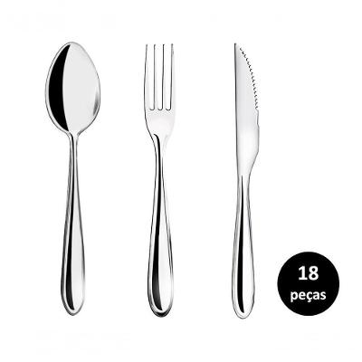 Jogo Talhares De Mesa Inox Prime Lagoa 18 Peças Garfo