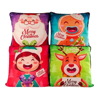 Kit De Almofadas Cheias Natalina Papai Noel Vermelho 4 Peças