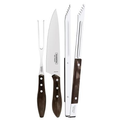 Jogo Trinchante Tramontina Inox Castanho 03Pçs
