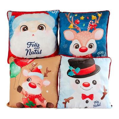 Kit Almofadas Cheias Natalina Boneco De Neve Azul 04 Peças