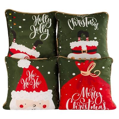 Kit Almofadas Cheias Natalina Merry Christmas Verde 04 Peças